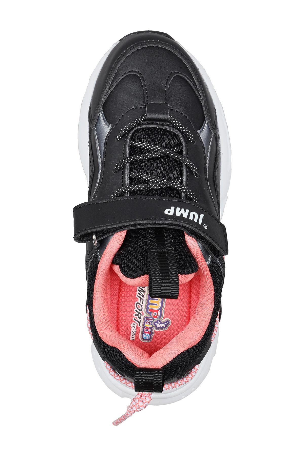29605 Cırtlı Siyah - Somon Pembe Kız Çocuk Sneaker Günlük Spor Ayakkabı