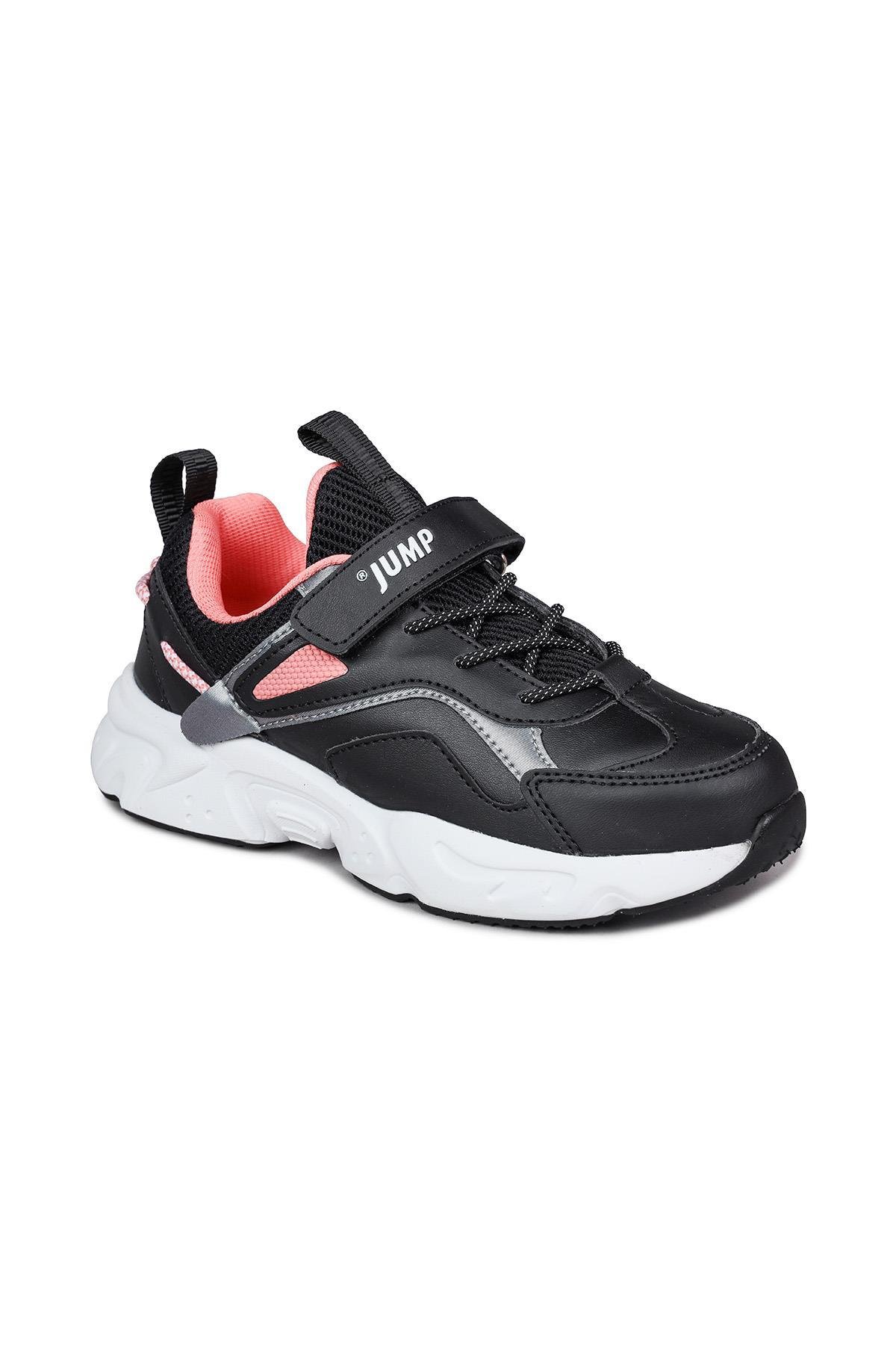 29605 Cırtlı Siyah - Somon Pembe Kız Çocuk Sneaker Günlük Spor Ayakkabı