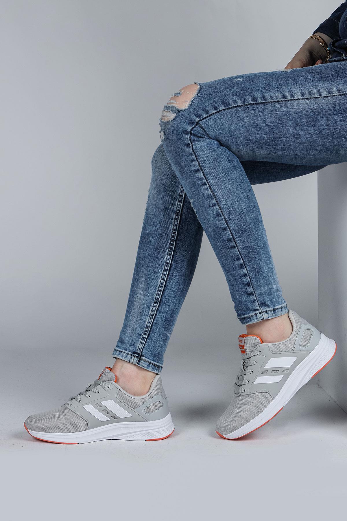 29964 Gri - Beyaz Kadın Sneaker Günlük Spor Ayakkabı