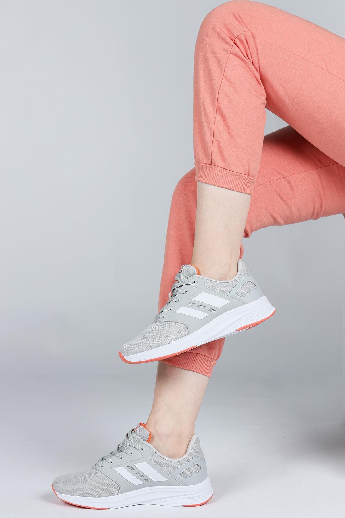 29964 Gri - Beyaz Kadın Sneaker Günlük Spor Ayakkabı