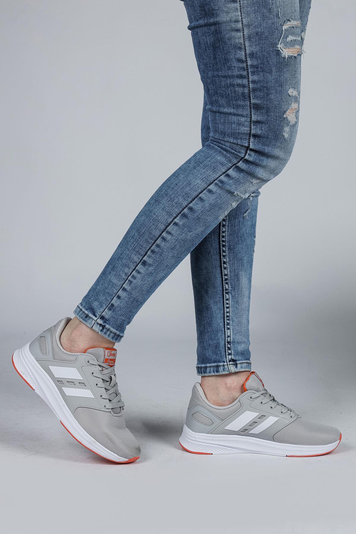 29964 Gri - Beyaz Kadın Sneaker Günlük Spor Ayakkabı