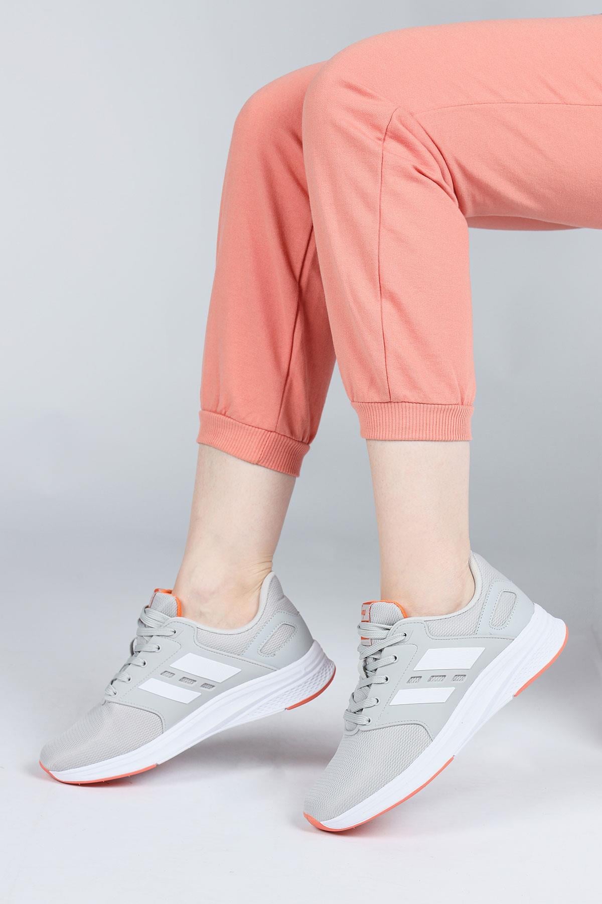 29964 Gri - Beyaz Kadın Sneaker Günlük Spor Ayakkabı