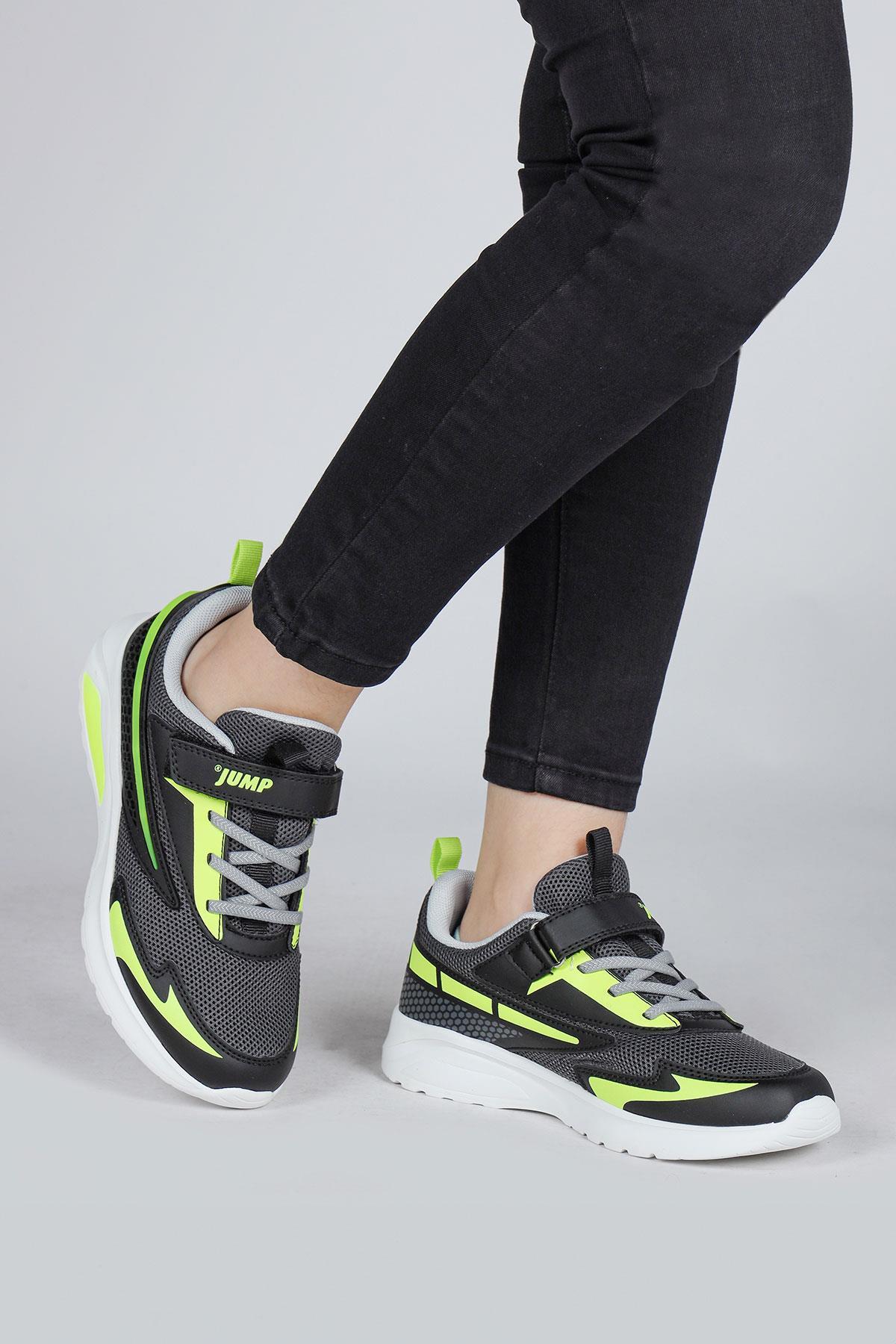30007 Siyah - Neon Yeşil Üniseks Çocuk Sneaker Günlük Spor Ayakkabı