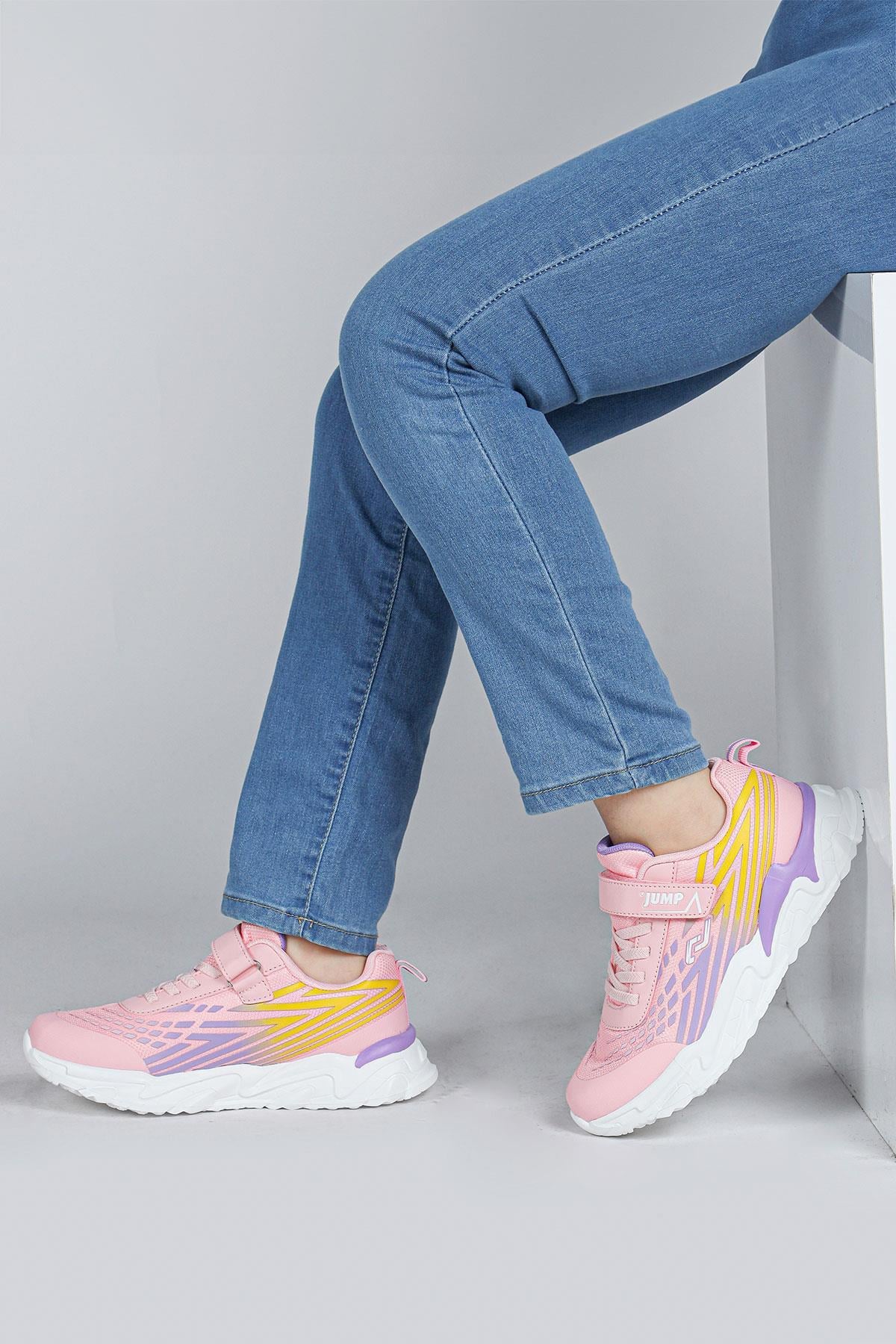30030 Pembe - Mor - Sarı Kız Çocuk Sneaker Günlük Spor Ayakkabı
