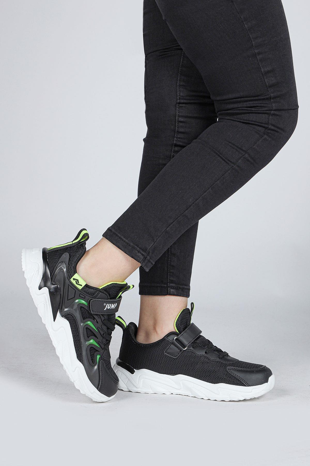 30054 Siyah - Neon Yeşil Üniseks Çocuk Sneaker Günlük Spor Ayakkabı