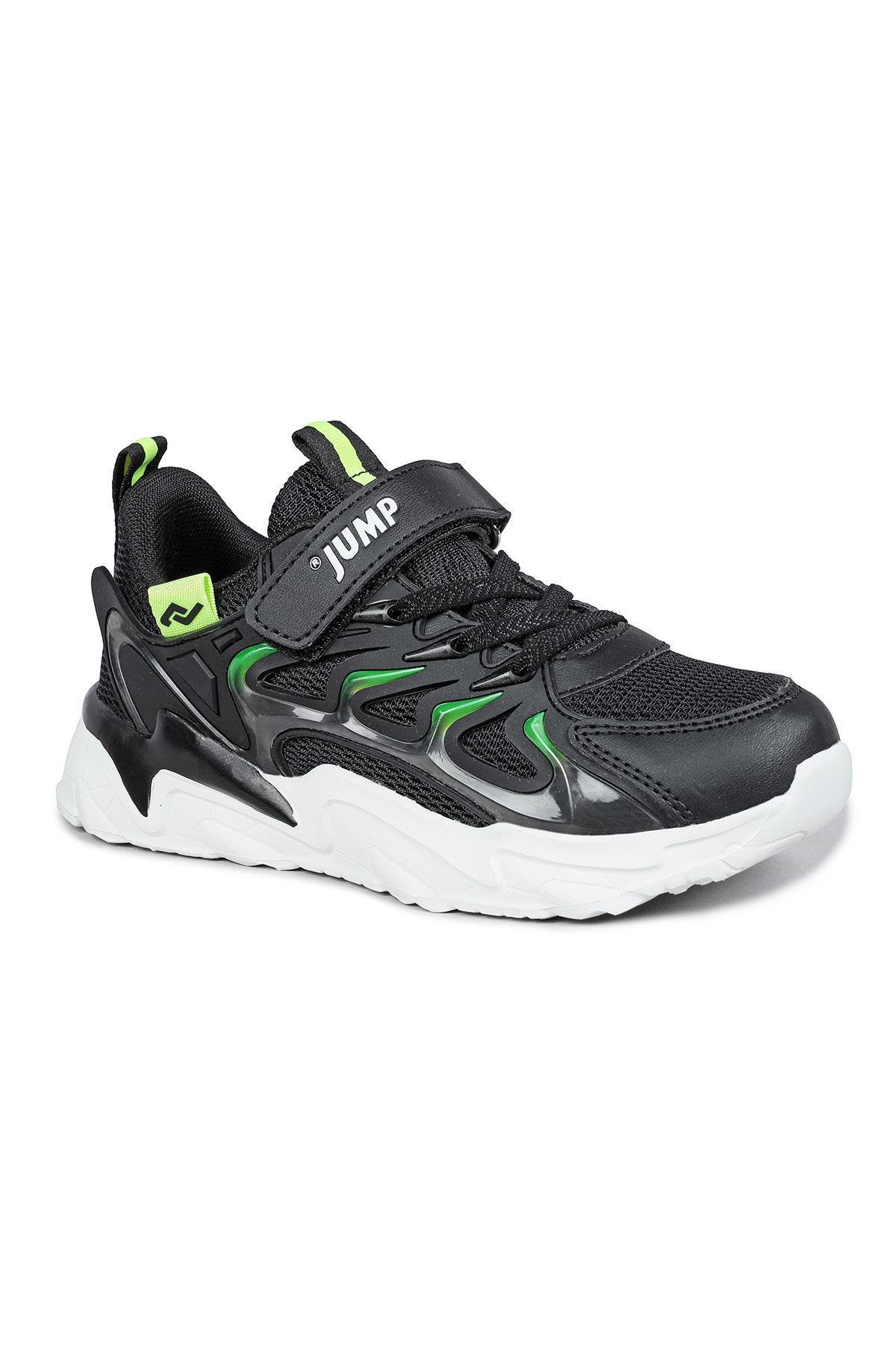 30054 Siyah - Neon Yeşil Üniseks Çocuk Sneaker Günlük Spor Ayakkabı