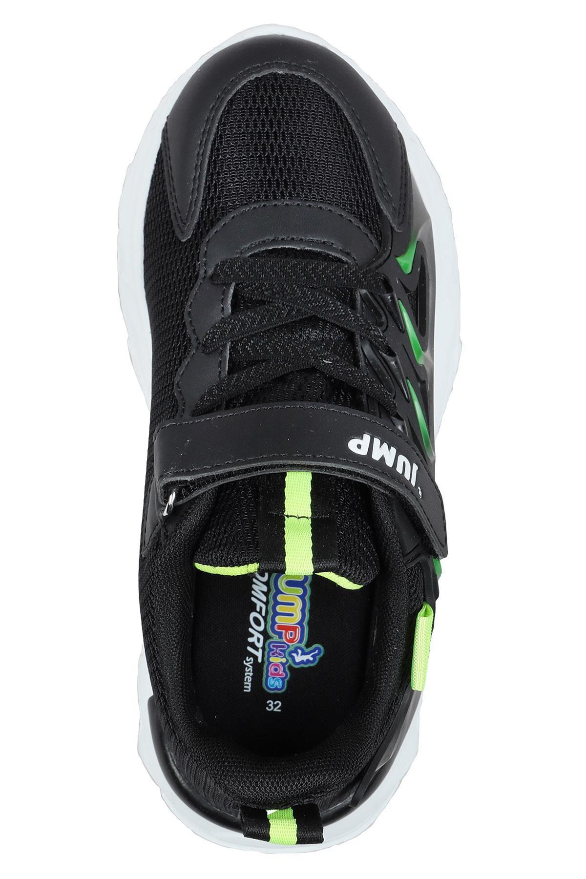 30054 Siyah - Neon Yeşil Üniseks Çocuk Sneaker Günlük Spor Ayakkabı