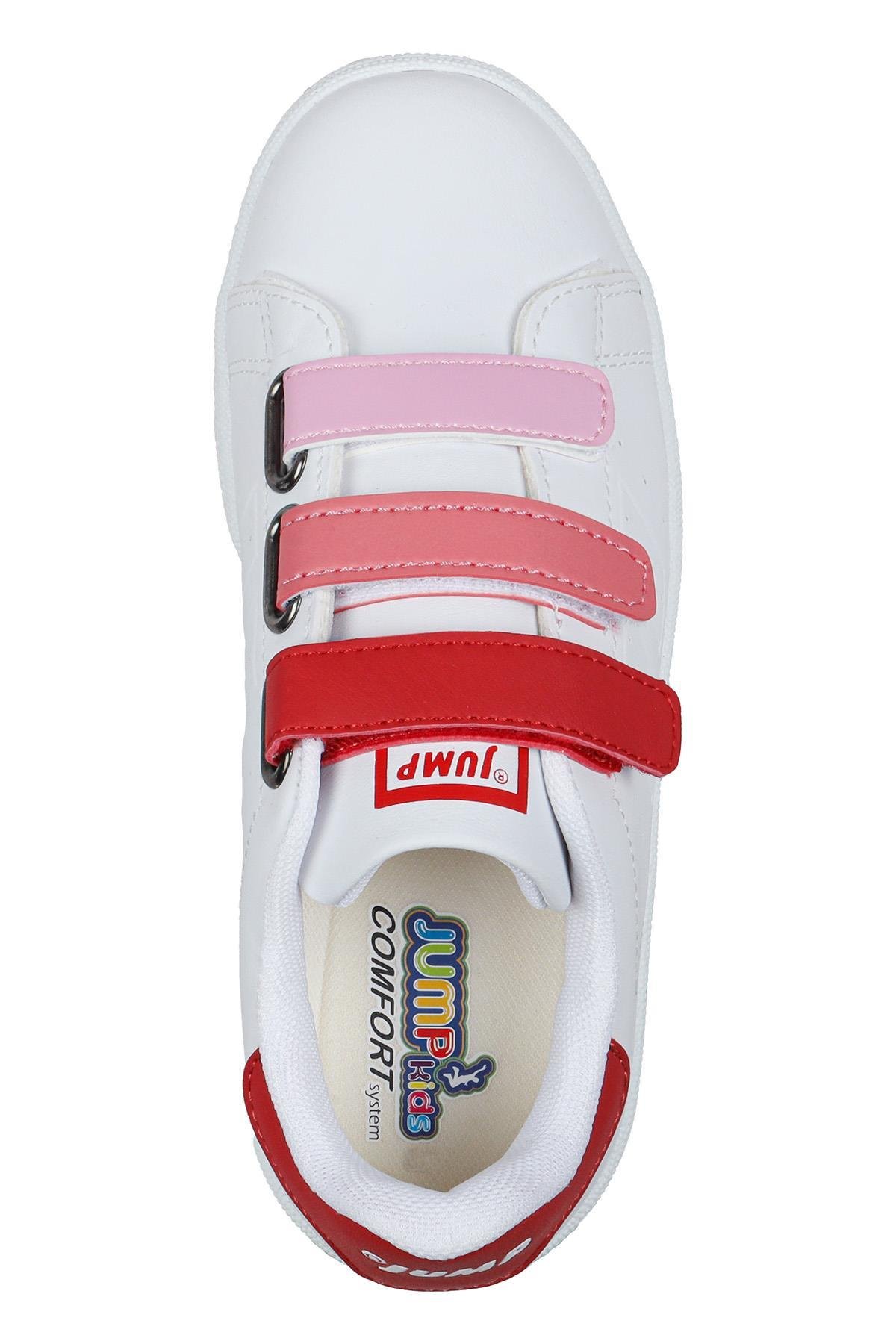30110 Kırmızı - Beyaz Cırtlı Kız Çocuk Sneaker Günlük Spor Ayakkabı