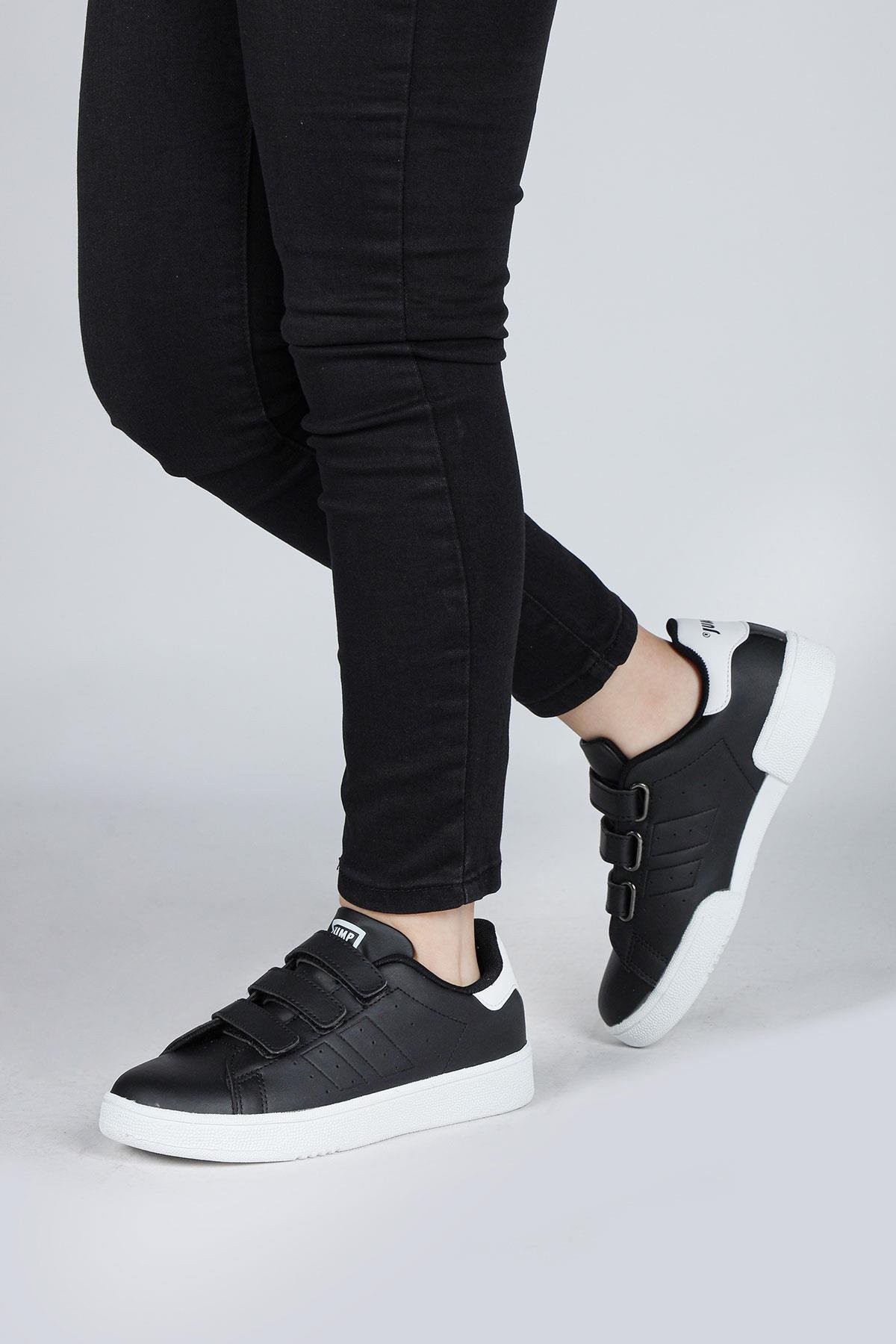 30110 Siyah Cırtlı Üniseks Çocuk Sneaker Günlük Spor Ayakkabı