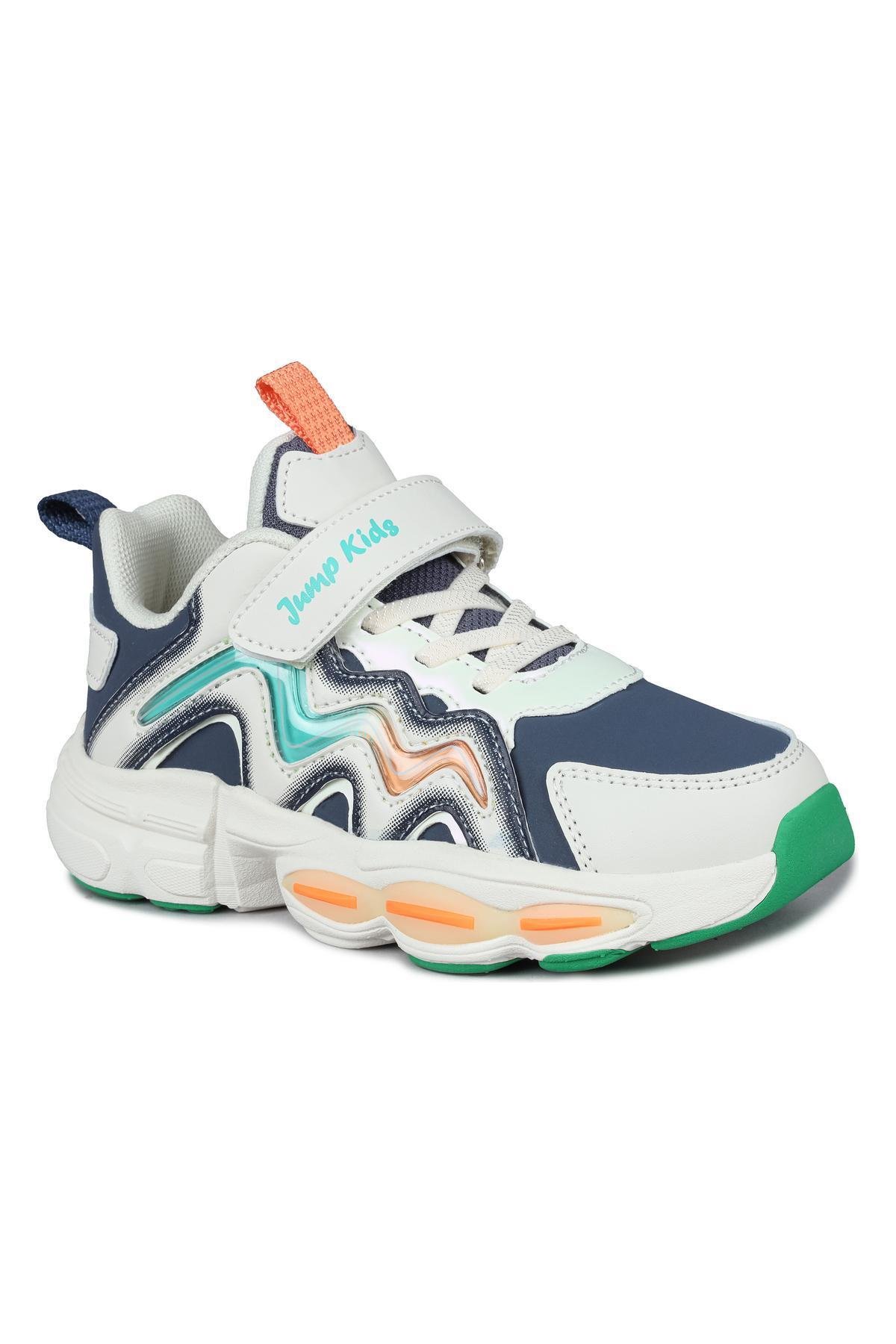 31098 Bej - Mavi Sneaker Çocuk Spor Ayakkabı