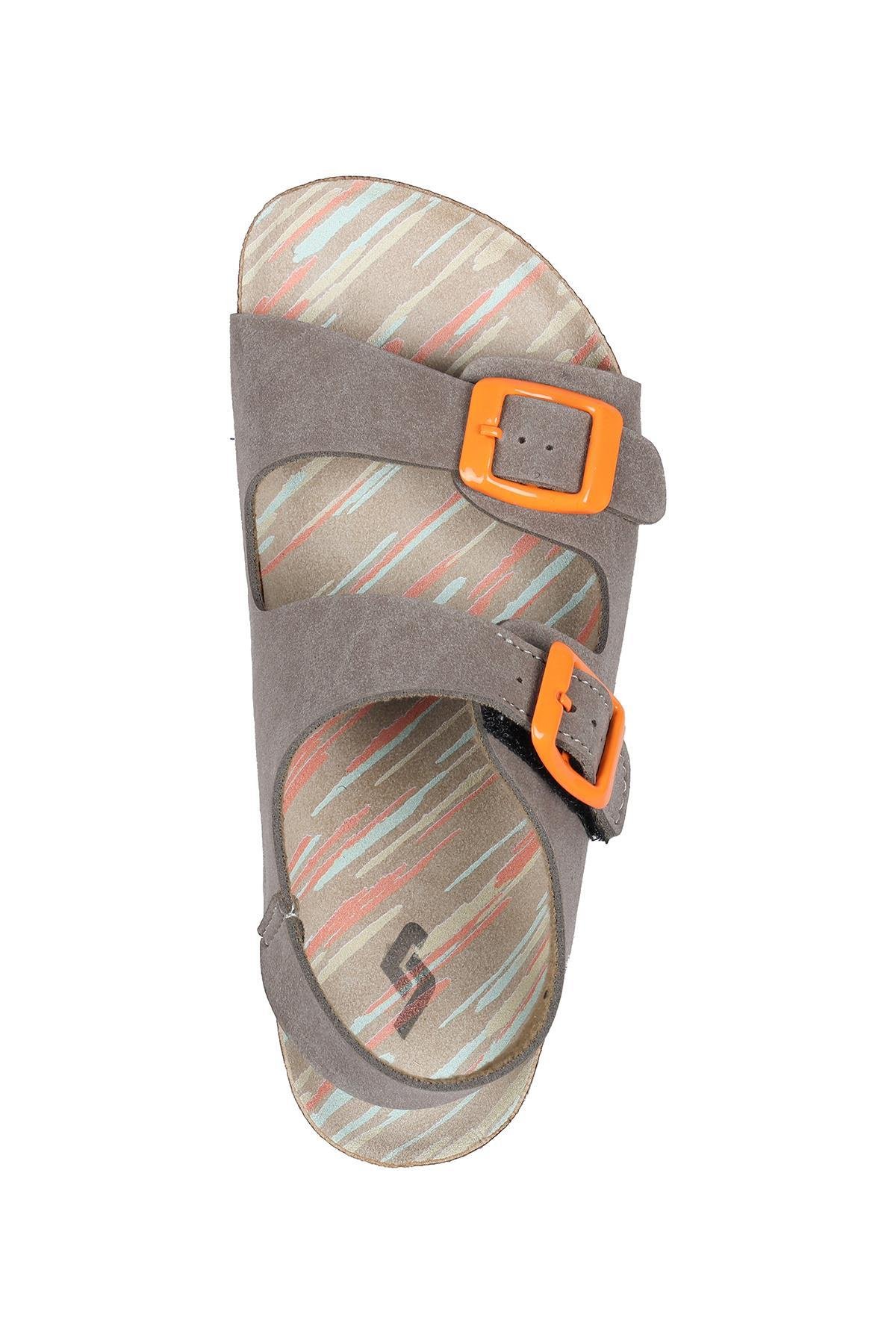 50023 Çift Tokalı Koyu Gri Kız Çocuk Sandalet