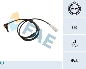 ABS DEVİR SENSÖRÜ ÖN SOL PEUGEOT P807 09> CITROEN C8 07> 860MM