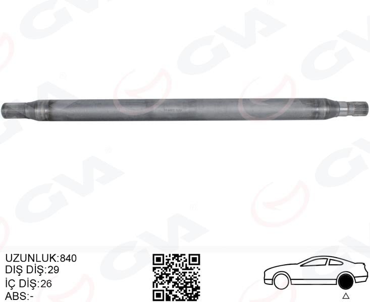 AKS MILI ARKA SOL INCE KISA 840mm MERCEDES SPRINTER B906 . VW CRAFTER 30-35-50 Z:26-29