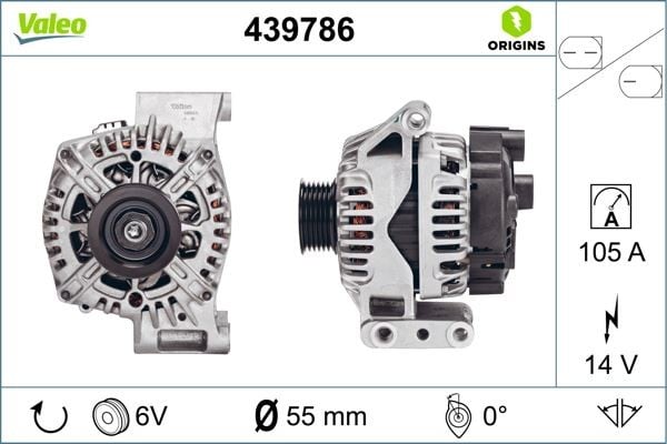 ALTERNATOR 12V 90A FIAT FIORINO 09> 500L 12> PUNTO 09> PEUGEOT BIPPER 09> CITROEN NEMO 09> ALFA ROMEO MITO 11>19 1.3D MTJ VALEO TIPI