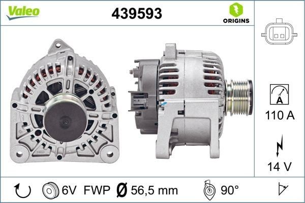 ALTERNATÖR 14V 110A RENAULT CLIO II 98> CLIO III 05> FLUENCE 10> KANGOO II 08> LAGUNA I-II-III MEGANE I-II- THALIA I-II LOGAN 06> 1.5dCi 1.6