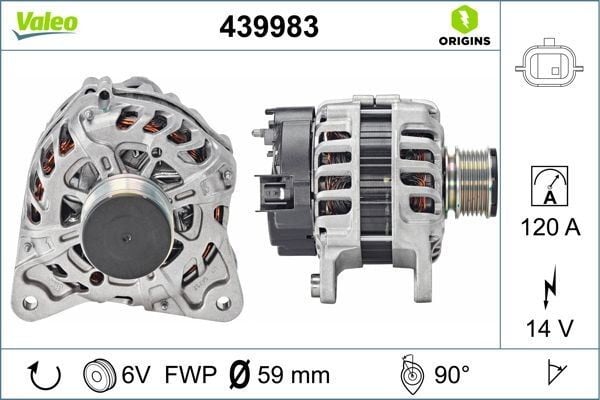 ALTERNATÖR 14V 120A RENAULT CAPTUR I 13> CLIO IV 12> KANGOO 12> MEGANE IV 15> KADJAR 15> DACIA DUSTER 10> DOKKER 12> SANDERO II 13> LOGAN II 12> 1.5dCi K9K