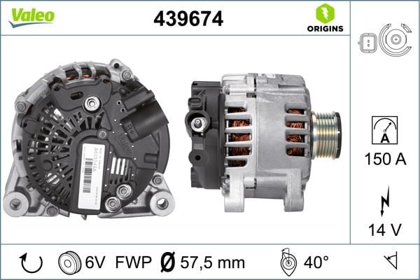 ALTERNATÖR 14V 150A PARTNER-BERLINGO-P206-P207-P307-C2-C3-C4-EXPERT-JUMPY-BOXER-JUMPER-DUCATO 1.6HDI-2.0HDI 439502