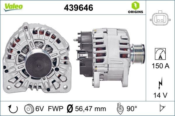 ALTERNATOR 14V 150A RENAULT CLIO III 05>10 CLIO IV 12> FLUENCE 10> KANGOO II 08> LAGUNA III 07>15 MEGANE II 02>08 MEGANE III 09>15 MEGANE IV 16> DUSTER II 17> 1.5dCi