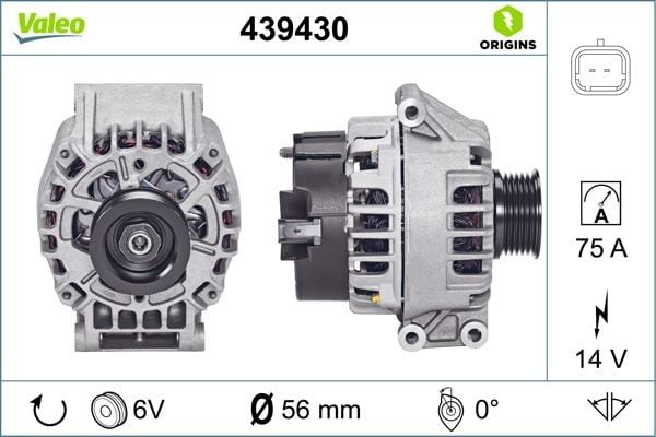 ALTERNATÖR 14V 75A DACIA LOGAN 04> SANDERO 08> CLIO II 98>05 MEGANE I 96> 1.4 1.6 K7J-K4M