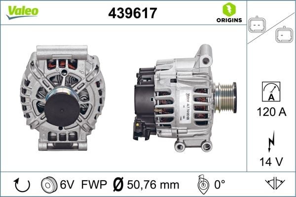 ALTERNATÖR ŞARJ DİNAMOSU KOMPLE 120amp GRANDLAND-P207-P208-P308-P508-P3008-P5008-PARTNER TEPEE-B ERLINGO-C3-C4-C5-DS3-DS4 1.6 VTI-THP MİNİ COOPER 06 > 6 KANAL