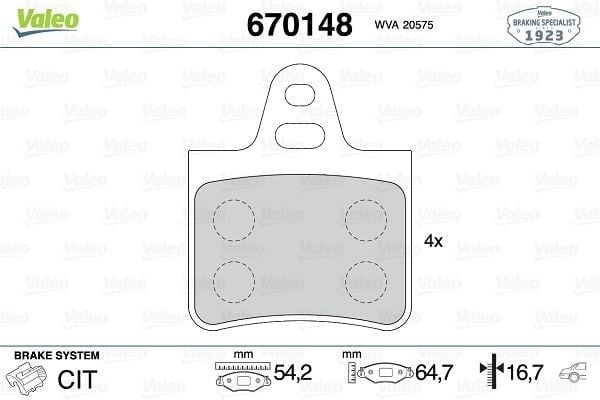 ARKA BALATA CITROEN BX 1.1-1.4 64.6x54x17