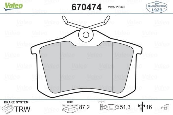 ARKA BALATA FLUENCE-MEGANE II-III-P207-P308-P307-PARTNER-BERLINGO-C2-C3-C4-CROSSLAND- BORA-PASSAT 97>GOLF IV-V-POLO 87x52.9x17