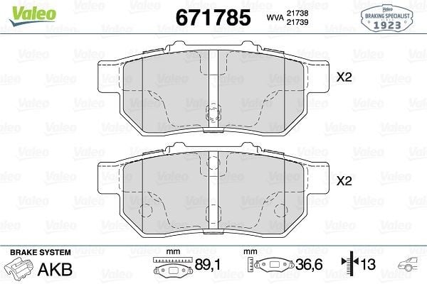 ARKA DİSK FREN BALATASI HONDA CIVIC 1.6 10/91-12/95 HONDA CRX 1.6 06/92-04/98