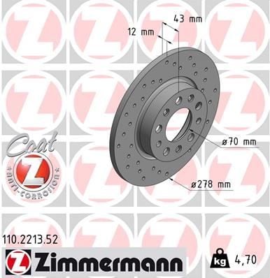 ARKA FREN AYNASI ALFA ROMEO 159 05> GIULIETTA 10> SPIDER 06> FIAT 500 X 14> JEEP RENEGADE 14> COMPASS 16> 278x12x43