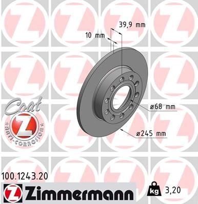 ARKA FREN AYNASI AUDI A4 8E2.B6 11/00> A4 Avant 8E5.B6 09/01>SEAT EXEO 09> 245x9.9x10DL 986478986-DF4186
