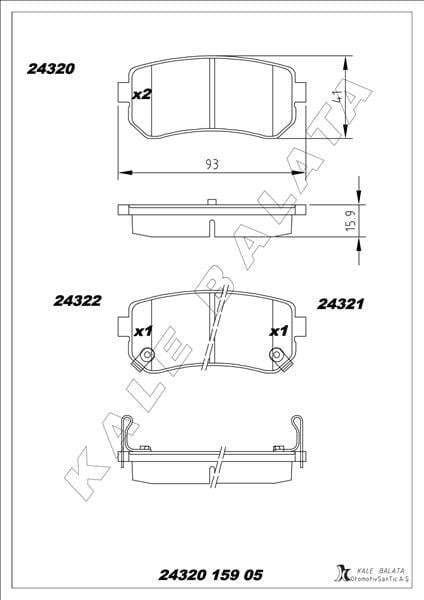 ARKA FREN BALATA HYUNDAI ACCENT ERA 1.4L G4EE 06-10 / İ30 1.4L 1.6L 08-> / İX35 1.6L G4FD GDİ 11-> / KIA CEED 1.4L 1.6L 07-> / SPORTAGE 1.6L G4FD GDİ 09-> / RIO 1.4L 1.6L 05-> Sürtünme yüzeyi eğik