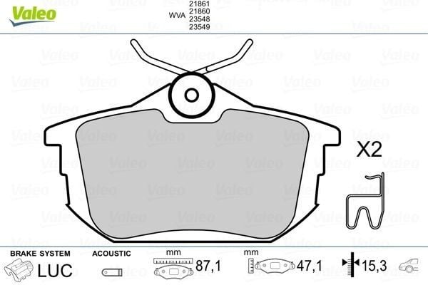 ARKA FREN BALATA MITSUBISHI CARISMA 1.6L 1.8L 4G92 4G93 DA1A DA2A 95-> / SPACE STAR 1.3L 1.6L DG1A D G3A 98-> / VOLVO S40. V40 1.6L 1.8L 2.0L 2.0L T 95-04
