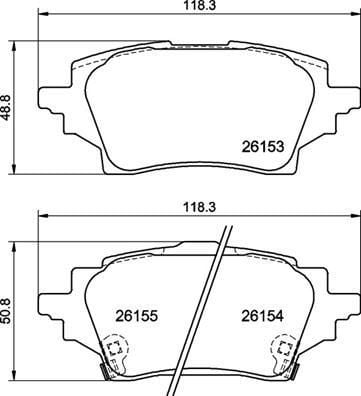 ARKA FREN BALATA TOYOTA COROLLA 1.2L 8NRFTS NRE210 19-> / 1.6L 1ZR-FAE ZRE210 19-> / 1.8L 2ZR-FXE Hy brid ZWE211 19-> / 1.5L M15A-FKS MZEA11 21->