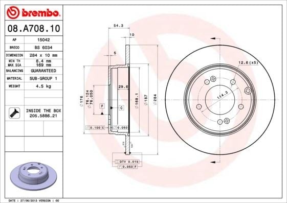 ARKA FREN DİSKİ DOLU TİP - KAPLAMALI HYUNDAI SONATA 2.0L D4EA CRDİ DİZEL 05-10 / 2.0L VVTİ GLS 05- 10 284 çap x 5 bijon - Adet disk fiyatıdır