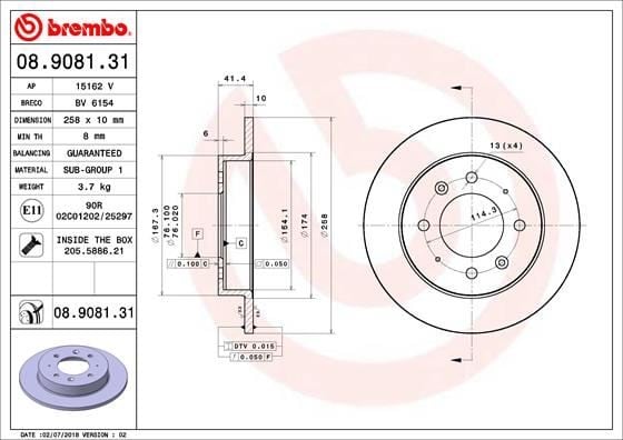 ARKA FREN DİSKİ DOLU TİP - KAPLAMALI KIA CERATO 1.6L G4ED 04-> 1.5L CRDİ 4 silindir 05-> 2.0L D4 EA dizel 04-06 258 çap x 4 bijon - Adet disk fiyatıdır
