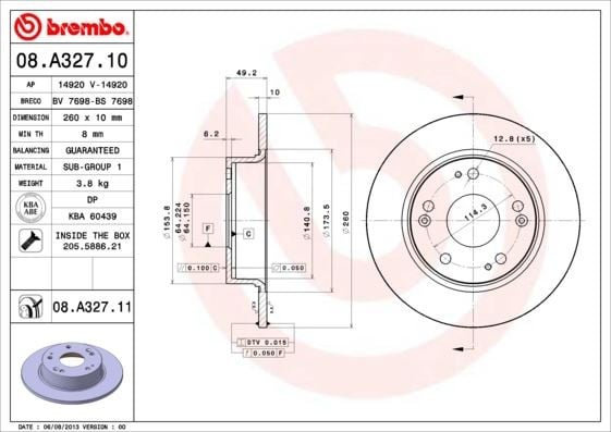 ARKA FREN DİSKİ DOLU TİP HONDA ACCORD 2.0L K20A VTEC 2.2L N22A CTDİ 2.4L K24A CL7 CL9 CN1 kasa 0 3-08 260 çap x 5 bijon - Adet disk fiyatıdır