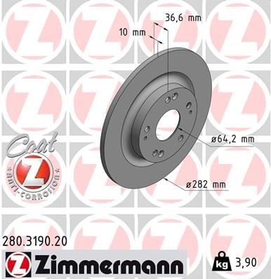 ARKA FREN DİSKİ DOLU TİP HONDA CIVIC 1.5L L15B7 FK7 kasa 17-> / CIVIC 1.6L N16A1 FC8 kasa 18-> / CIVIC 1.5L L15BB RS model FC1 kasa 17-> 282 çap x 5 bijon - Adet disk fiyatıdır