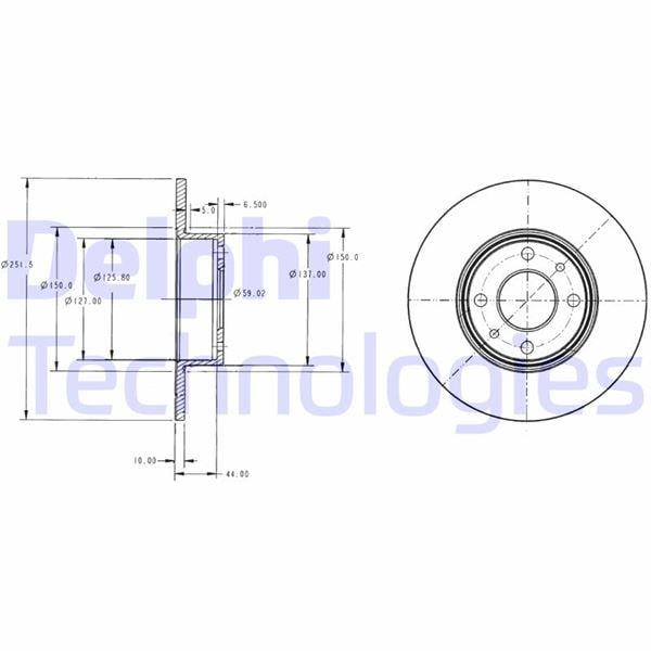 ARKA FREN DISKI FIAT BRAVO II 07> STILO 01> LINEA 07> ALFA ROMEO MITO 08> LANCIA DELTA II 08> 251.5x10x4DL