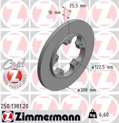 ARKA FREN DISKI TRANSIT V363 14> TEK TEKER A.CEKER DUZ 308MM 5 BIJON