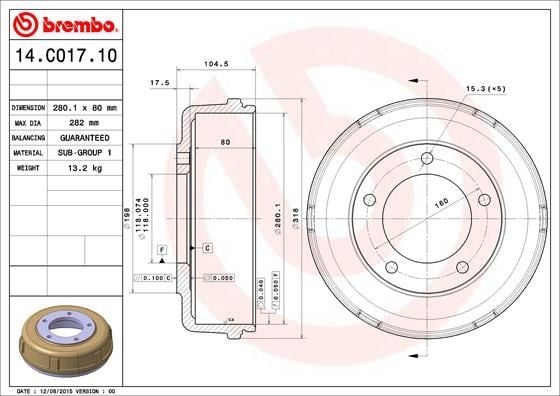 ARKA KAMPANA TRANSIT V.184 01>06 TEK TEKER 280 / 80.5 MM