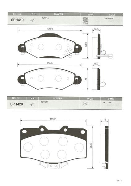 BALATA ÖN DİSK TOYOTA LAND CRUISER J7-J8 98 > RUNNER 2.4 90-96 GDB1154-GDB3383