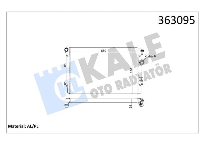 BRAZING VERSİYONU KL346060 VOLKSWAGEN TIGUAN 07 > SHARAN 10 > 1.4TSI 2.0TSI/TFSI 2.0TDI MT MEKA NİK 650X452X34 SU RADYATÖRÜ