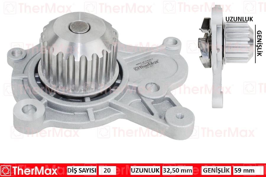 DEVİRDAİM SU POMPASI HYUNDAI ACCENT GETZ 1.5L D3EA CRDİ 02-05 / SANTAFE 2.2L CRDİ 06-09 / SONATA 2.0L D4EA CRDİ DİZEL 06-11