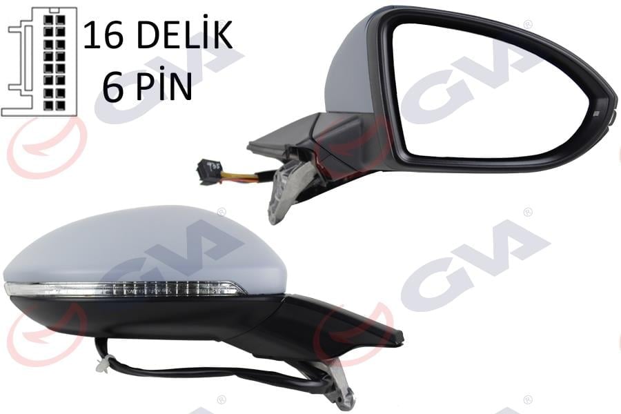 DIŞ DİKİZ AYNASI ELEKTRİKLİ ISITMALI SAĞ GOLF VII 13> SİNYALLİ ASTARLI 6 FİŞ