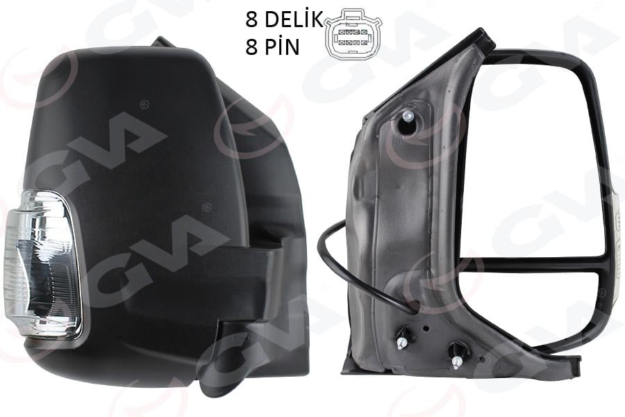 DIŞ DİKİZ AYNASI KISA KOL SAG ELEKT KATLANIR BEYAZ SİNYAL TRANSIT V363 14>