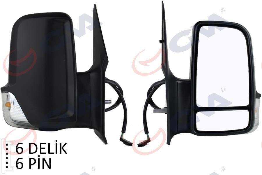 DIŞ DİKİZ AYNASI SAĞ CRAFTER 06>SPRINTER 06> ELEKTRİKLİ ISITMALI SİNYALLİ ÇİFT CAM KONVEKS 6 FİŞ VM-379EHR