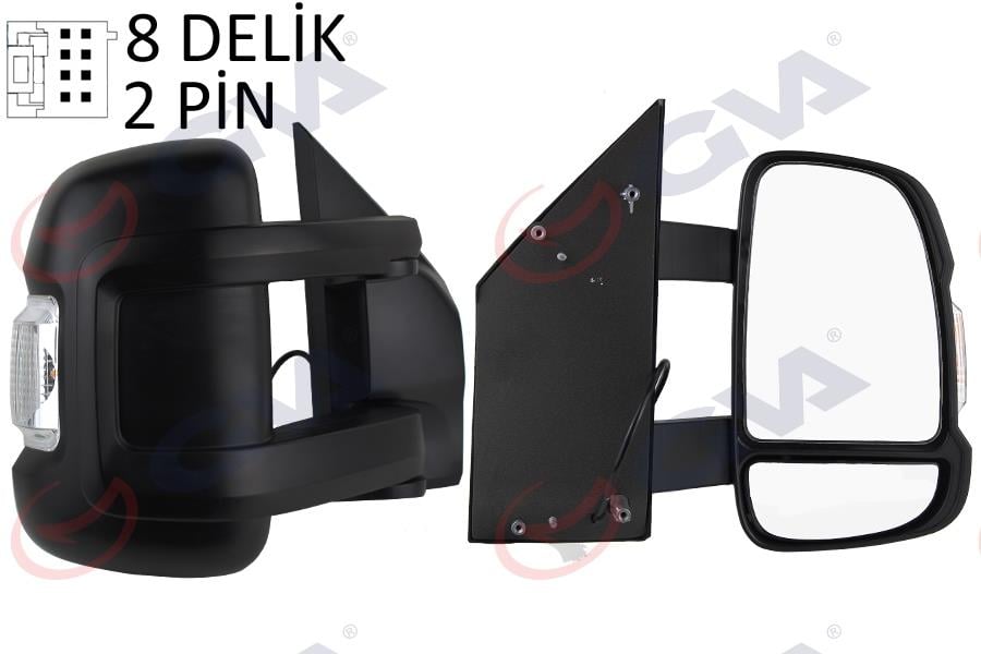DIŞ DİKİZ AYNASI SAĞ DUCATO-BOXER-JUMPER 06> MEKANİK KONVEKS SİNYALLİ UZUN KOL KONVEKS 2 FİŞ VM-6203NR