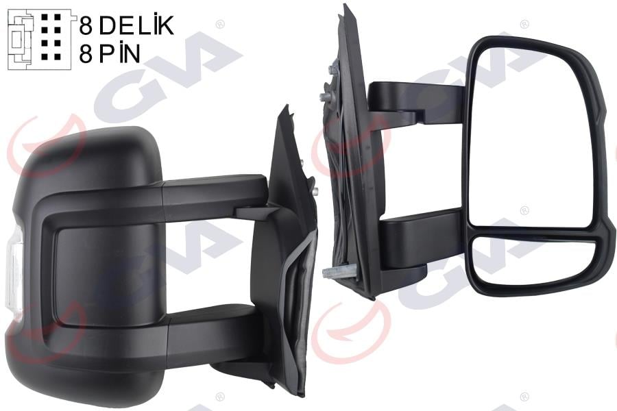 DIŞ DİKİZ AYNASI SAĞ DUCATO-BOXER-JUMPER 06> ELEKTRİKLİ ISITMALI SİNYALLİ ORTA UZUN KOL KONVEKS 8 FİŞ VM-6202EHR