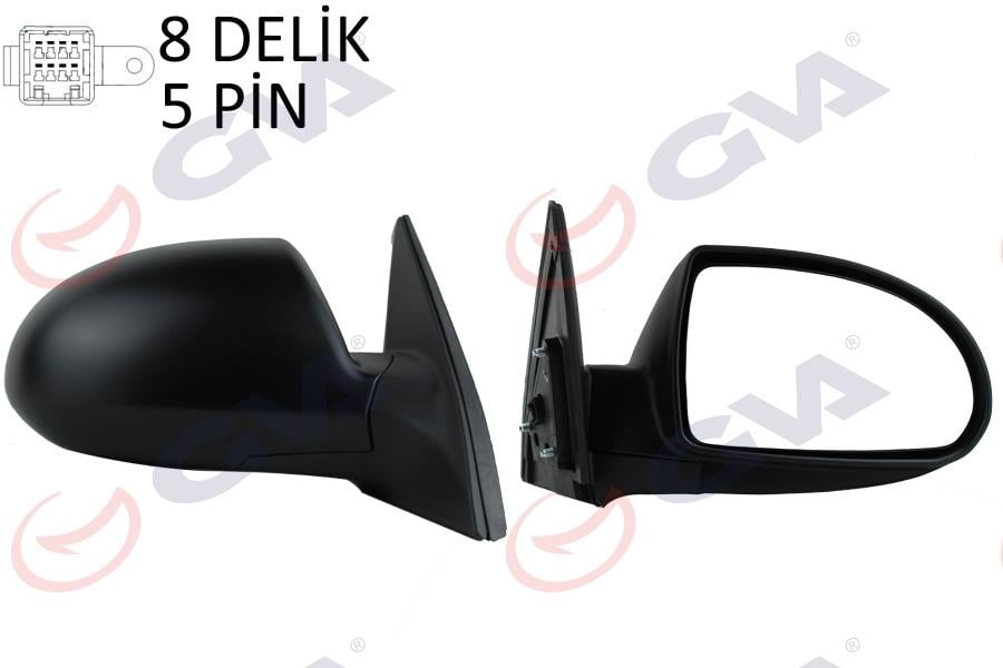 DIŞ DİKİZ AYNASI SAĞ ELANTRA 04> ELEKTRİKLİ ISITMALI SİYAH KAPAK KONVEKS