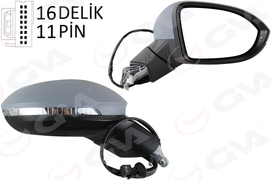 DIŞ DİKİZ AYNASI SAĞ ELEKTRİKLİ ISITMALI SİNYALLİ HAFIZALI ASTARLI KONVEKS VW GOLF 20 > 5H0857538GRU