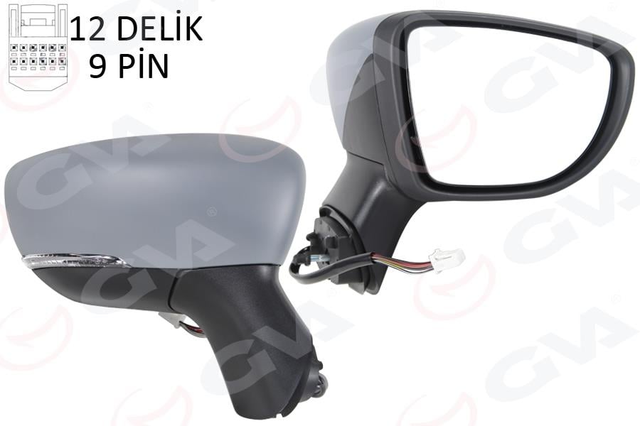 DIŞ DİKİZ AYNASI SAĞ ELEKTRİKLİ ISITMALI SİNYALLİ SENSÖRLÜ ASTARLI KONVEKS CAPTUR 17-